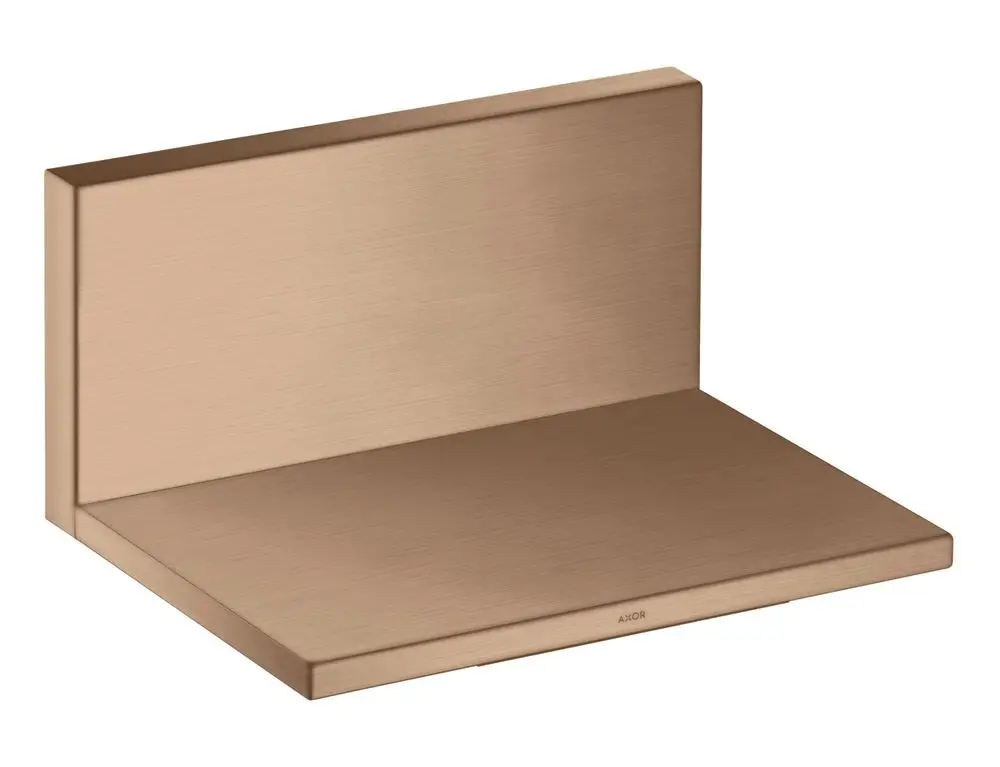 Unterputz-Schwallauslauf mit horizontaler Fläche in gebürstetem Rotgold-Finish, markiert mit der Marke AXOR, geeignet für Duschinstallationen.